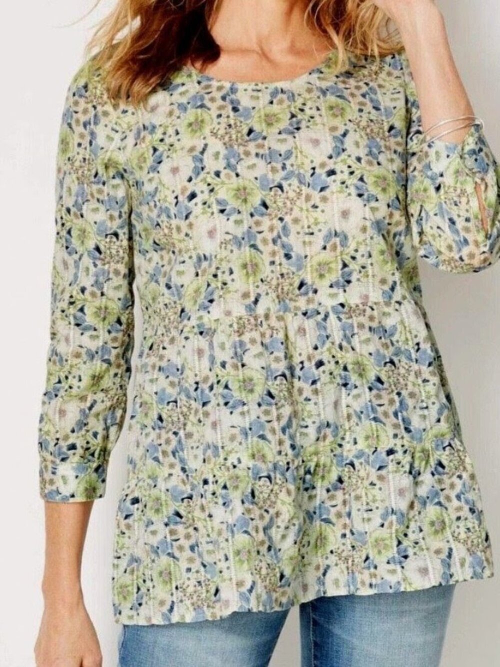 NWOT.... J. Jill Textured Cotton Floral Tiered Top Size 2X